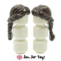 LEGO Minifigure Hair Wig 2 x NEW Dark Brown Ponytail Long French Braided H62