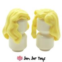 LEGO Mini Figure Hair 2 x NEW - Bright Yellow Mid-Length with Parting H29