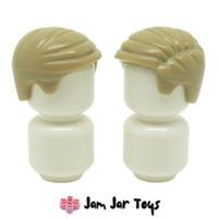 LEGO Minifigure Hair 2 x NEW Dark Tan Smooth Combed Sideways H108