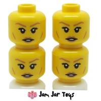 LEGO Mini Figure Heads 4 x NEW Medium Nougat Eyebrows Cheek Lines Open Lips FH13