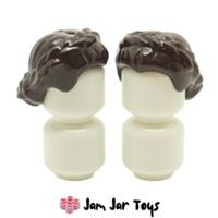 LEGO Mini Figure Hair 2 x NEW Dark Brown Short with Braid around Sides H31