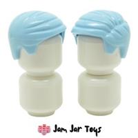 LEGO Mini Figure Hair 2 x NEW Bright Blue Smooth Combed Sideways H81