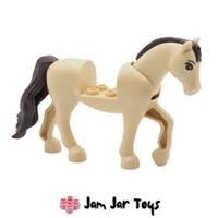 LEGO Minifigure Tan Horse, Moveable Head, Dark Brown Mane / Tail. RBB