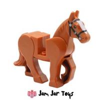 LEGO Minifigure Poseable Dark Orange, Black Bridle, White Blaze F34