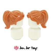 LEGO Mini Figure Hair 2 x NEW - Dark Orange - Ponytail Swept Fringe H45