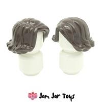 LEGO Mini Figure Hair 2 x NEW - Dark Brown Hair Short Swept Sideways H47