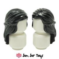 LEGO Mini Figure Hair 2 x NEW Black Mid-Length with Braid around Sides H84