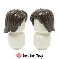 LEGO Minifigure Hair 2x Dark Brown Mid-Length Tousled Centre Part NEW H13