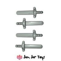 LEGO Knight Swords Shortsword Flat Silver Elaborate Hilt 4x NEW W36