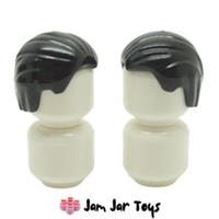 LEGO Minifigure Hair 2x NEW Black Slick Combed Back Wig Pieces H72