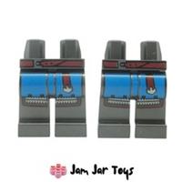 LEGO Minifigure Black Falcon Knight Legs Blue Coat Red Belt x2 NEW L66