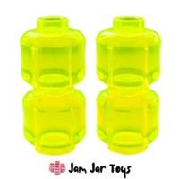 LEGO Minifigure Heads 4x NEW Trans Neon Green Plain Transparent Pieces PH24