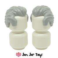 LEGO Minifigure Hair 2x NEW Light Bluish Grey Short Sideburns Widows Peak H12