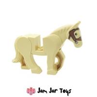 LEGO Tan Horse Poseable w/ Brown Harness Black Eyes 10305 10775 10780 F31