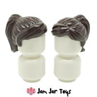 LEGO Minifigure Hair 2x NEW Dark Brown Ponytail with Swept Fringe Wig H27