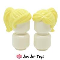 LEGO Minifigure Hair 2x NEW Bright Yellow Ponytail Swept Fringe Wig H33