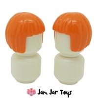 LEGO Minifigure Hair 2x Orange Short Bob Cut Page NEW Wig Piece H2