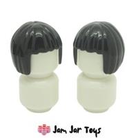 LEGO Minifigure Hair 2x Black Short Bob Cut Page NEW Wig Piece H48