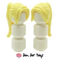 LEGO Minifigure Hair x2 - Bright Yellow Ponytail Long Side Bangs NEW H63
