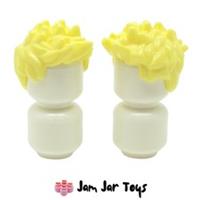 LEGO Minifigure Hair 2x NEW Bright Light Yellow Spiked Wig Pieces H107