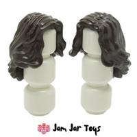 LEGO Minifigure Hair Mid-Length Wavy Side Parting Dark Brown x2 NEW H132