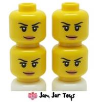 LEGO Minifigure Heads 4x NEW Pink Lips Eyelashes White Pupils Smile FH6