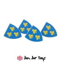 LEGO Knight Shields x4 Blue Triangular with 3 Yellow Trefoils Castle NEW W69