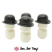 LEGO Minifigure Hats 4x NEW Black Bowler Hat Groom City Ninjago Wedding HG11
