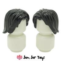 LEGO Minifigure Hair Black Mid-Length Tousled Centre Part x2 NEW Wig H4