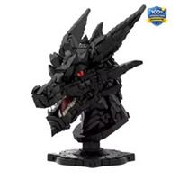 2496Pcs Black Dragon Head Bust Model for Aged 18+ Adult Collector Display
