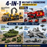 10 in 1 Building Block Rescue Vehicle Set Police Fire Helicopter Construction To