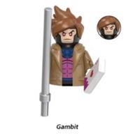 Custom LEGO Gambit Minifigure Marvel X-Men With Staff & Card
