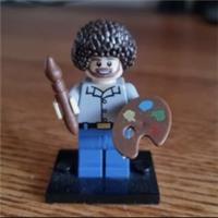 Custom LEGO Bob Ross Minifigure Artist Painter With Brush & Paint Palette