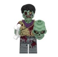 Custom LEGO Zombie Minifigure Bone Extra Head Undead Horror Halloween