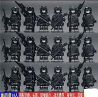 Custom LEGO Special Forces 18pcs Figure Set Black Police Army Weapons Bundle