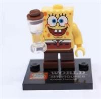 Custom LEGO SpongeBob Minifigure Cartoon Figure With Coffee Cup & Stand