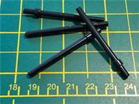 4 brand new Lego Bricks Black 6L 6M Stick Bar Rod Flange Thick Stop