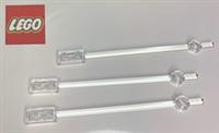 3 x Lego Transparent Clear 12L Bar With 1x2 Plate & 1x1 Round Plate 42445 - 9F