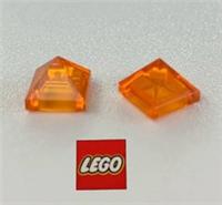 2 x Lego Transparent Bright Orange 22388 (35343) Slope Pyramid 1 x 1 x 0.6 - 13E