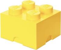LEGO Storage Brick 4 Knobs Cool Yellow - Stackable Plastic Storage Box with Lid