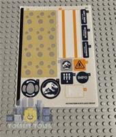 Lego Jurassic World STICKER SHEET ONLY for Lego set 75937 Triceratops Rampage