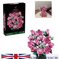 NEW Botanicals Pretty Pink Roses Bouquet Floral Decor 10374 Bricks Display Gifts