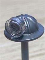 Lego 2 parts - minifigure MINER HELMETS, silver w. light 1x1 round tr LEGO City