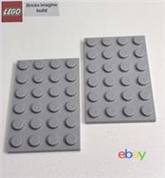 2 x LEGO 3032 Plate 4 x 6 (4x6)Plate - Medium Stone Grey -Star Wars -Castle -9F