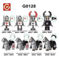 Custom LEGO Crusader Knights Mini Figures x8 Templar Teutonic Hospitaller Horses