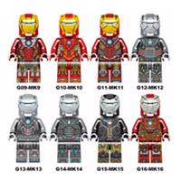 Custom LEGO Iron Man Minifigure Bundle MK9 MK10 MK11 MK12 MK13 MK14 8pcs