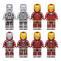 Custom LEGO Iron Man Minifigure Bundle MK1 MK2 MK3 MK4 MK5 MK6 MK7 MK8