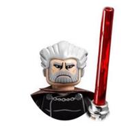 Count Dooku Custom LEGO Minifigure Star Wars Sith Lord With Red Lightsaber Cape