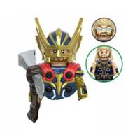 Custom LEGO Thor Mask MK1 Minifigure Marvel Avengers Gold Helmet Axe Figure