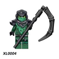 Custom LEGO Green Ninja Villain Minifigure Hooded Warrior With Scythe